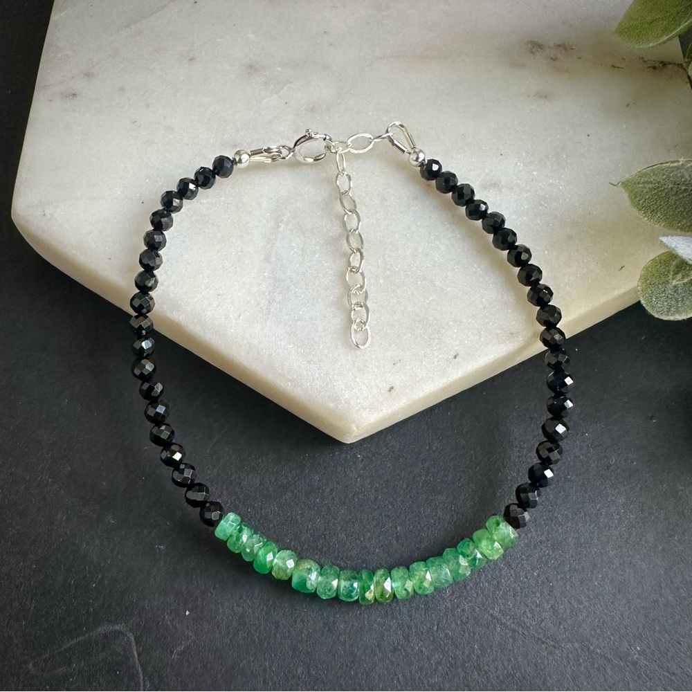 Emerald Black Tourmaline Bracelet Sterling silver
